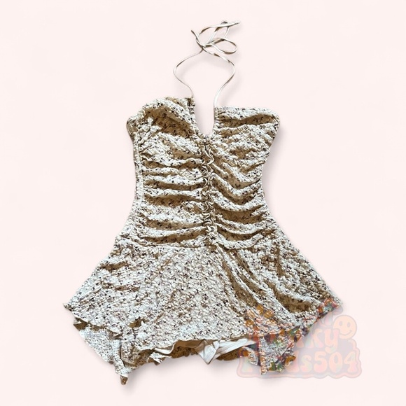 Bear Dance Dresses & Skirts - NWOT Dolls Kill Beige Floral Halter Ruched Mini Dress Sz S